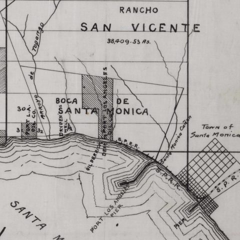 Boca de Santa Monica rancho survey EXCERPT Huntington Museum Survey map of Malibu Santa Monica Palisades Topanga maybe circa 1900