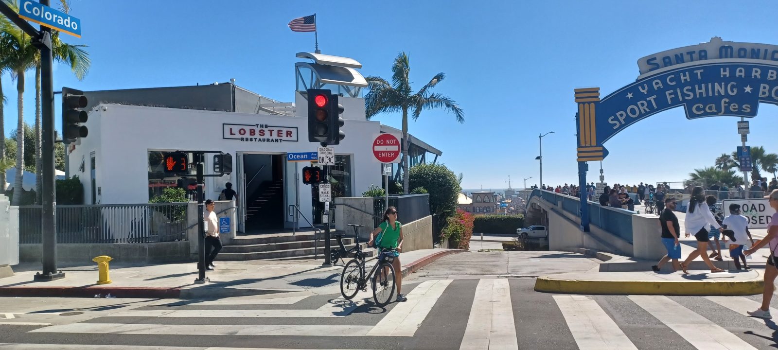 Front of The Lobster Restaurant and the Santa Monica Pier